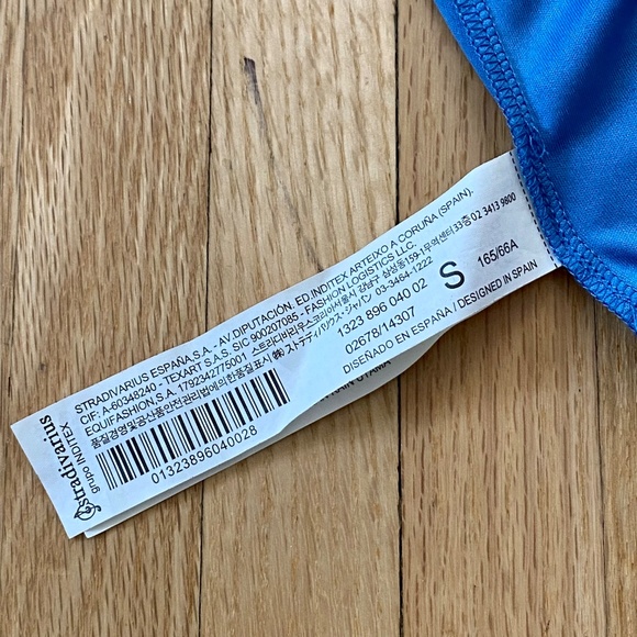 Stradivarius STR Pleated Elastic Contrast Waistband Light Blue Maxi Skirt Size S - Picture 6 of 9